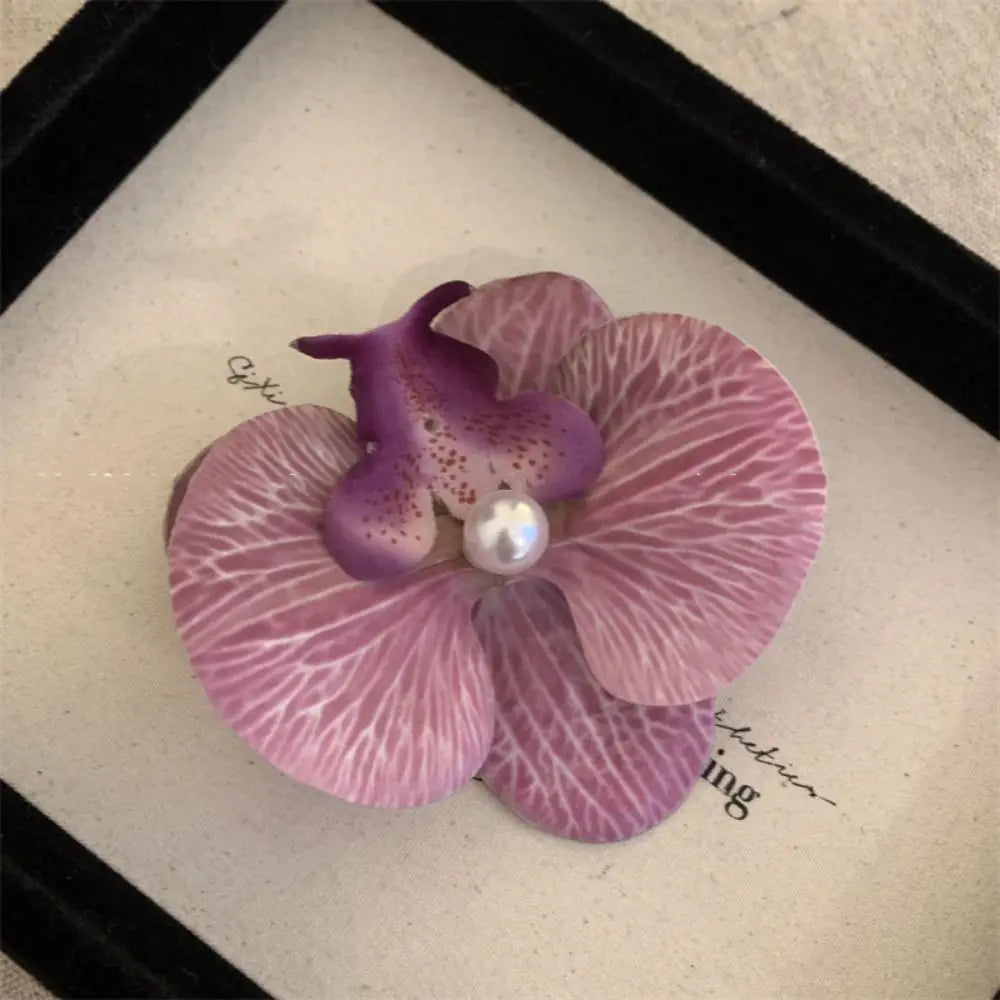 Hair Accessories Flower Hair Clip Hair Ornament Pink Orchid Orchid Hairpin Side Barrettes Headdress Bohemia Barrettes