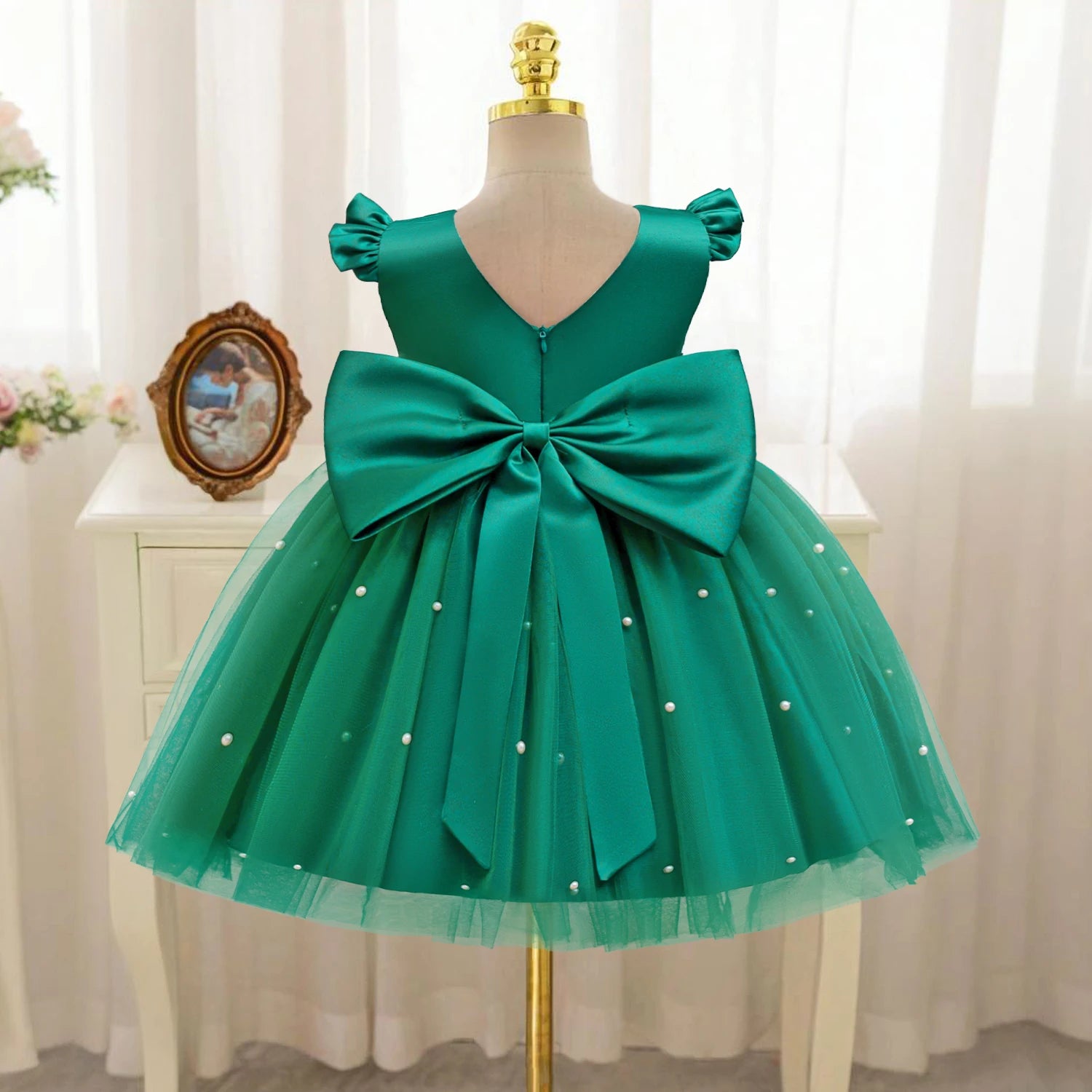 New Year Red Costume Girls Christmas Princess Dress Wedding Party Dresses Backless Bow Birthday Pageant Formal Dresses for Girls - My Store