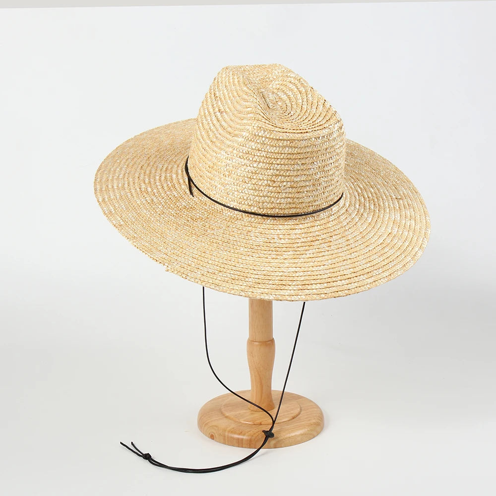 New Belt Strap Straw Sun Hat for Women Fashion Vacation Beach UV Hats WideBrim Panama Hats Outdoor Wholesale