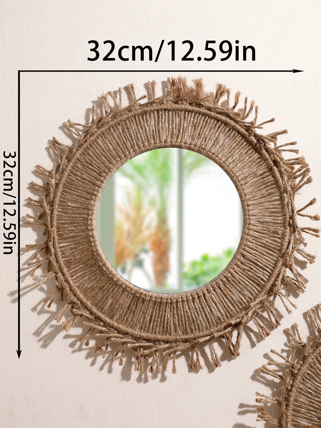 Boho Decorative Mirrors Macrame  Round Mirror Aesthetic Room Decor Hanging Wall Mirror for Bedroom Living Room House Decoration