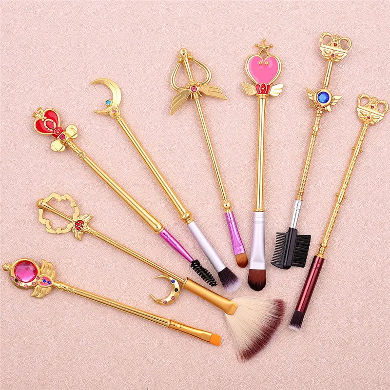 Japan Anime Sailor Moon Makeup Brushes Set Cartoon Figure Tsukino Usagi Wand Women Foundation Blush Eyeshadow Makeup Brushes - My Store