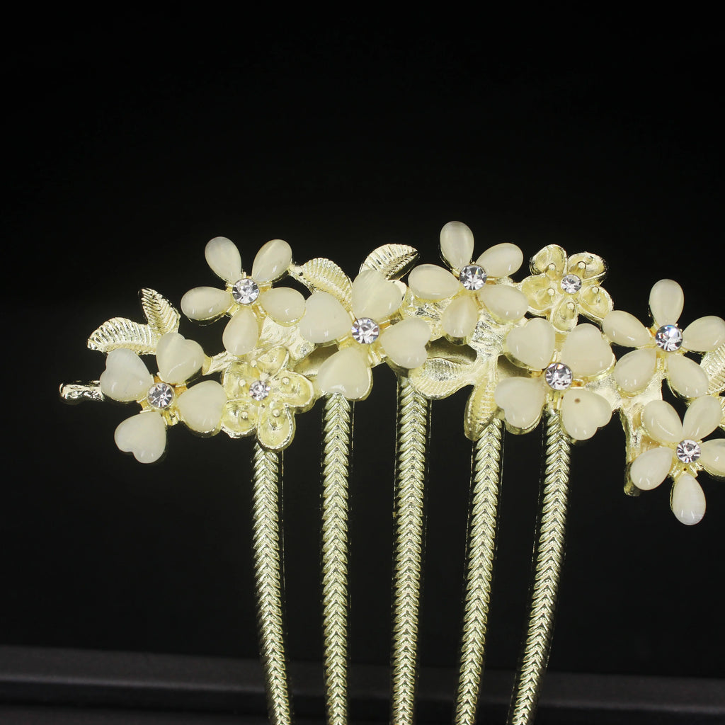 Women Bridal Flower Rhinestone Hair Combs Clips Wedding Hair Accessories Hair Pin Bride Barrette Hair Tiara Jewelry Accessories