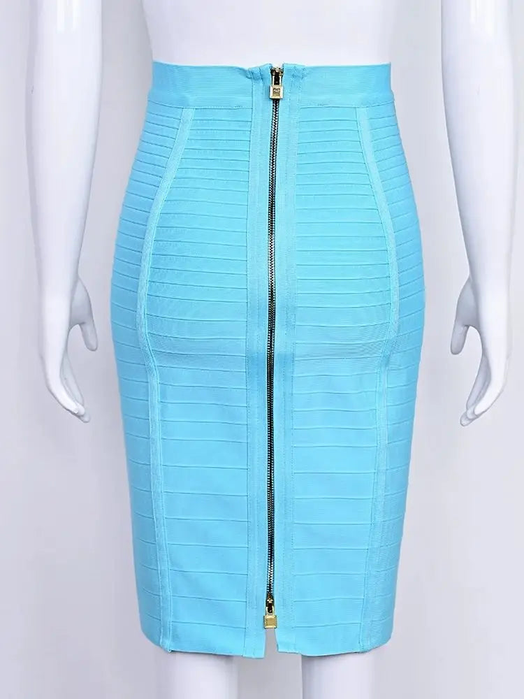 BEAUKEY Sexy Pencil Bandage Skirt Striped Quality Luxury Zipper Skirts Party Celebrity Wholesale XL Red Blue Black Slim Skirts