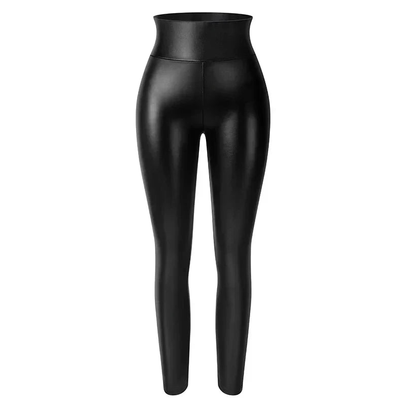 Vaslanda PU Leather Pencil Pants Women Sexy Tight Booty Up Skinny Leggings Faux Trouser High Waisted Tummy Control Slim Jeggings