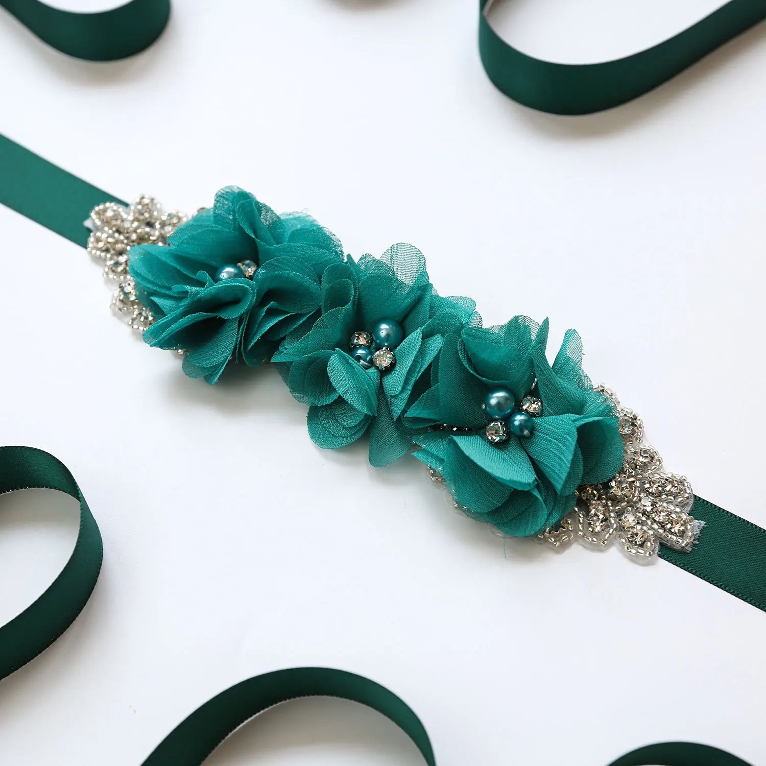 Wedding Accessories Bridal Belts Satin Flower Sash Woman Girl Belts Flower Bead Belts Floral Belt Wedding Rhinestone Flower Belt