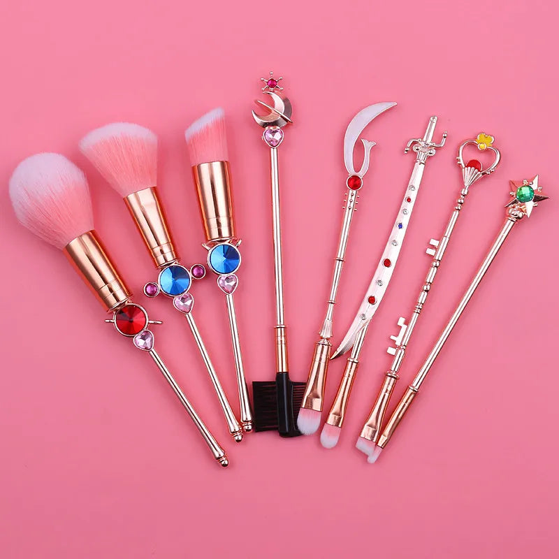 Japan Anime Sailor Moon Makeup Brushes Set Cartoon Figure Tsukino Usagi Wand Women Foundation Blush Eyeshadow Makeup Brushes - My Store