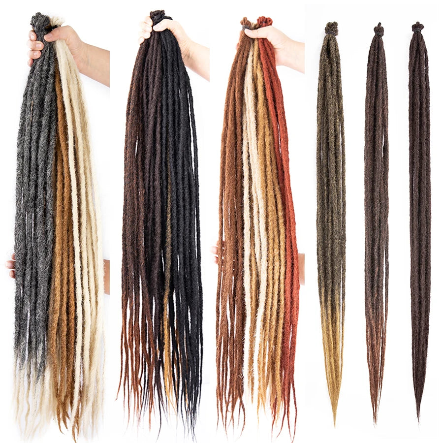 5 Strands Reggae Synthetic 20 36inch Handmade Dreadlocks Hair Extensions Faux Locks Crochet Hair Braid Hairpiece for Women/Men