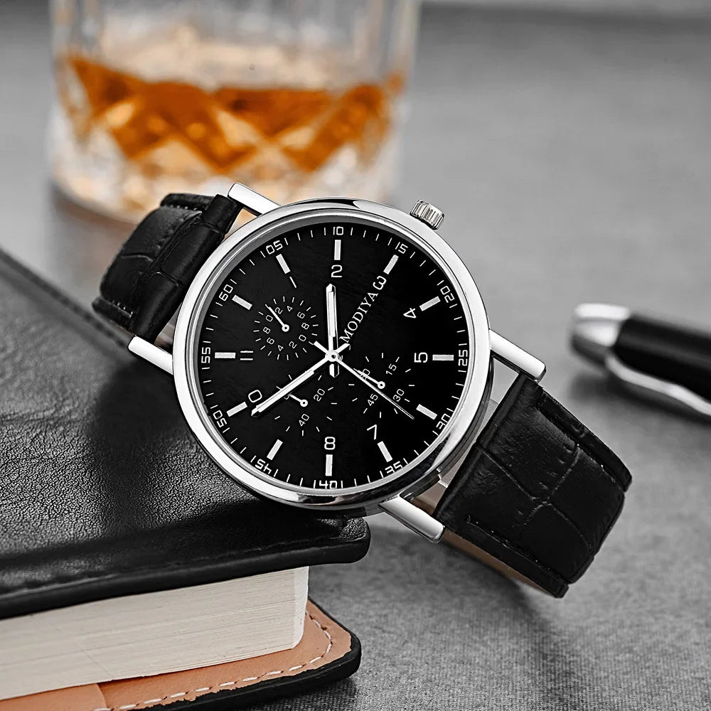 Men's Watches Business Wrist Watch Luxury Leather Strap Analog Watches Quartz Wristwatches Clock Men Women Casual Simple Watch