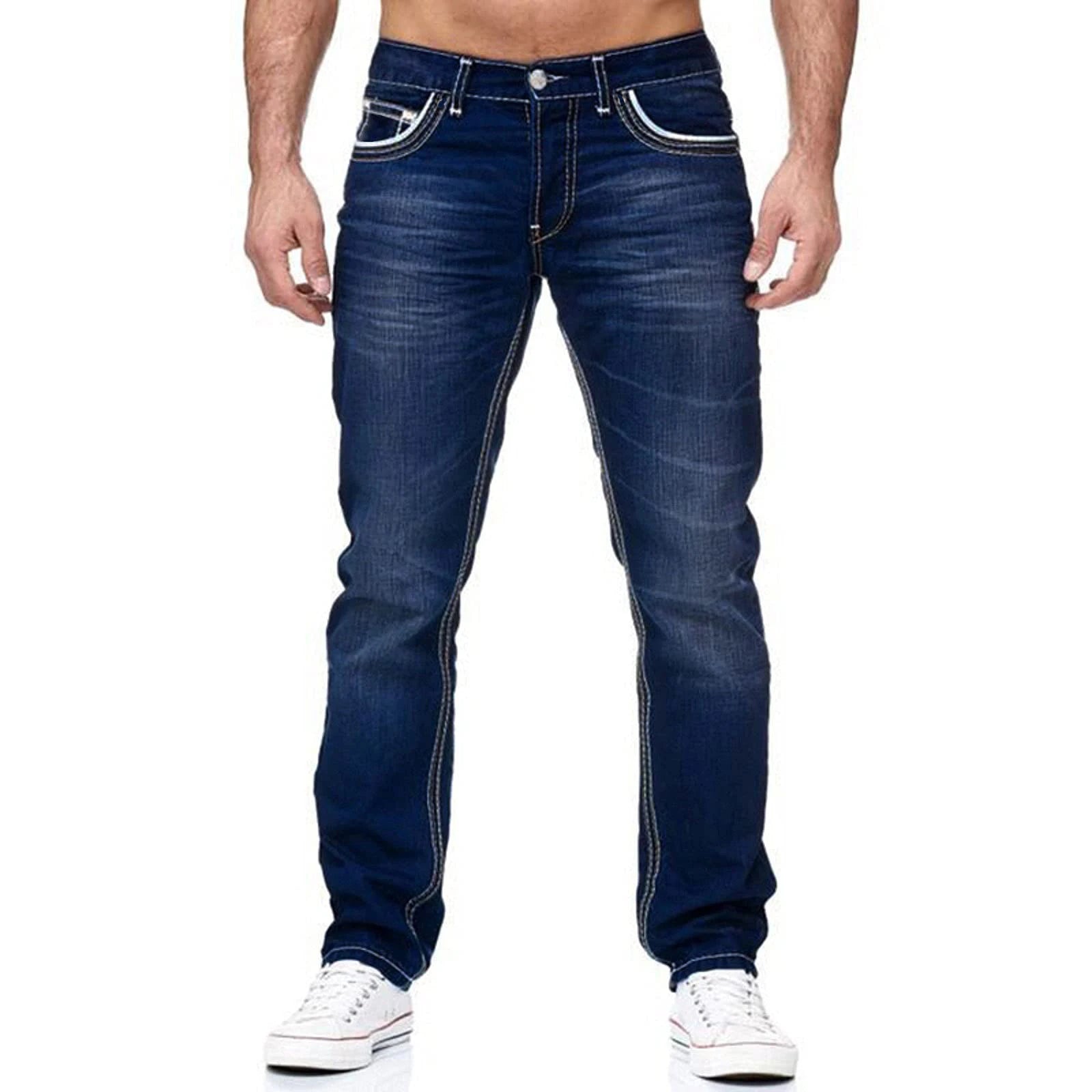 Straight Jeans Men Washed No Hole Jean Spring Summer Boyfriend Jeans Streetwear Loose Cacual Designer Long Denim Pants Trousers