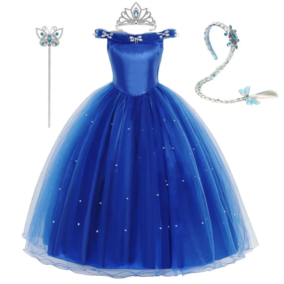 Girls Cinderella Dress Christmas Halloween Party Princess Costumes Kids Birthday Gown Dresses