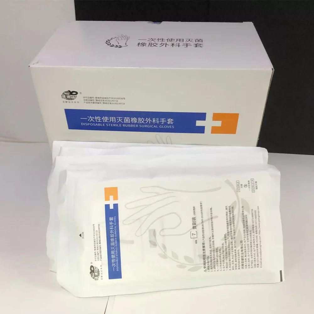 10/20Pairs Disposable Latex Surgical Gloves for Hospital Clinic Surgery Food Processing Laboratory Medical Rubber Sterile Gloves