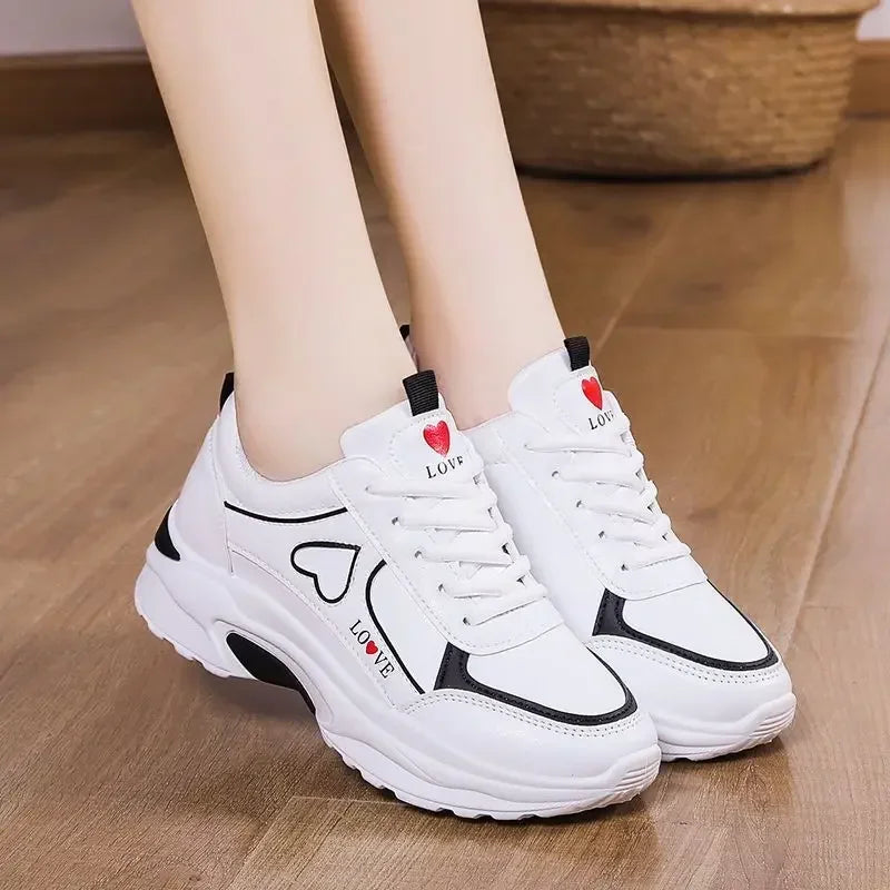 Women Shoes Heart-Shaped Platform Sneakers Woman Walking Sports-Shoes Breathable White Shoe Casual Sneaker Zapatos Mujer