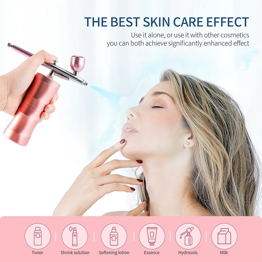 0.3mm Mini Facial Airbrush Compressor Kit Air-Brush Spray Gun Oxygen Injector for Nail Art Paint Craft Cake Nano Mist Sprayer