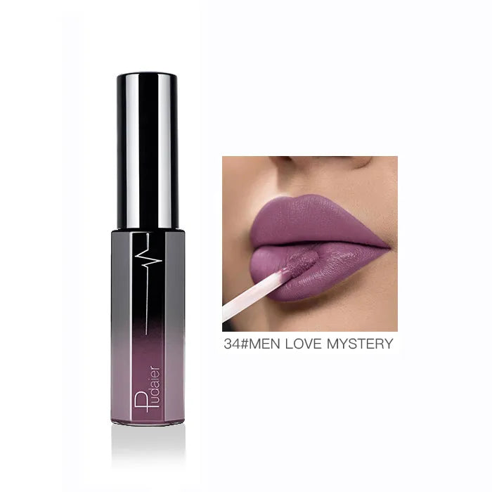 Pudaier Semi Matte Liquid Lipstick Lips Makeup Half Moisturizing Lip Gloss Makeup Cosmetics Moisturizer Lipgloss Make Up Batom - My Store