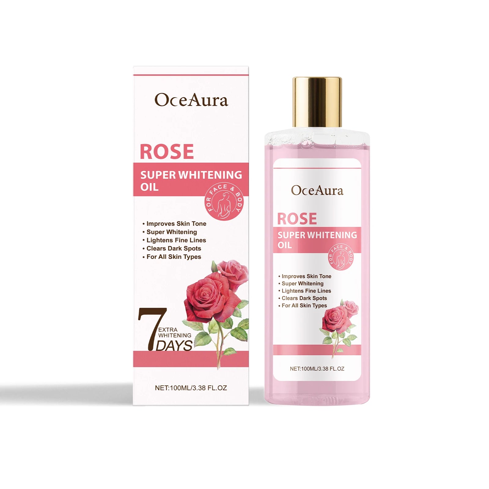 OCEAURA Super Whitening Oil Gentle Moisturizing Body Skin Moisturizing Daily Massage Care Essential Oil Deeply Nourish 3.38 OZ
