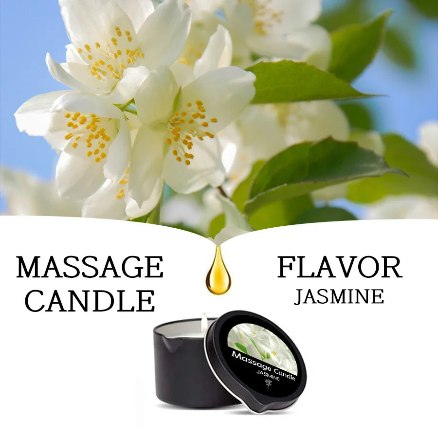 Massage Candle -Essential Oil- Six Different Scents , 1oz/2oz Melts Into Warm Massage Oil - Sensual Massage Candle, Pour Spout