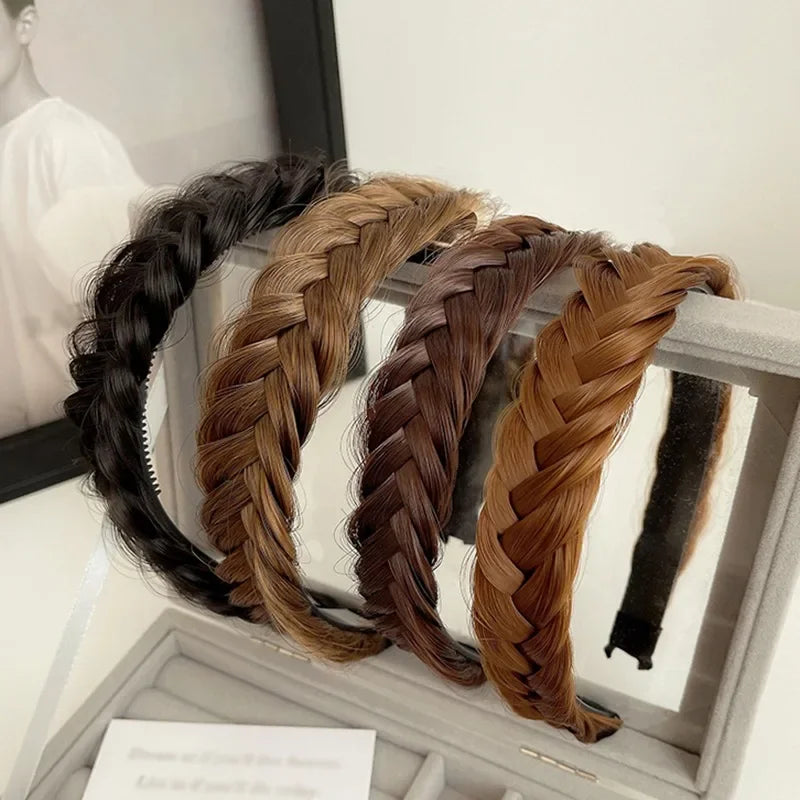 Women Synthetic Wig Braided Hair Bands Invisible Fashion Braids Hair Accessories Female Bohemian Nature Hair Headband for Party