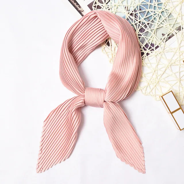 70*70cm Small Crinkle Hijab Scarf for Women Silk Satin Handkerchief Bag Scarfs Female Sqaure Headband Hair Scarves for Ladies