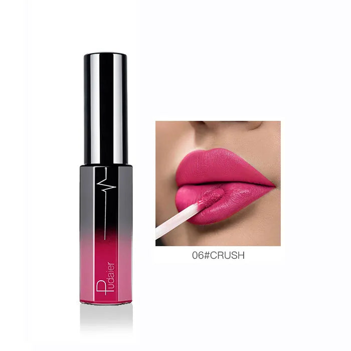 Pudaier Semi Matte Liquid Lipstick Lips Makeup Half Moisturizing Lip Gloss Makeup Cosmetics Moisturizer Lipgloss Make Up Batom - My Store
