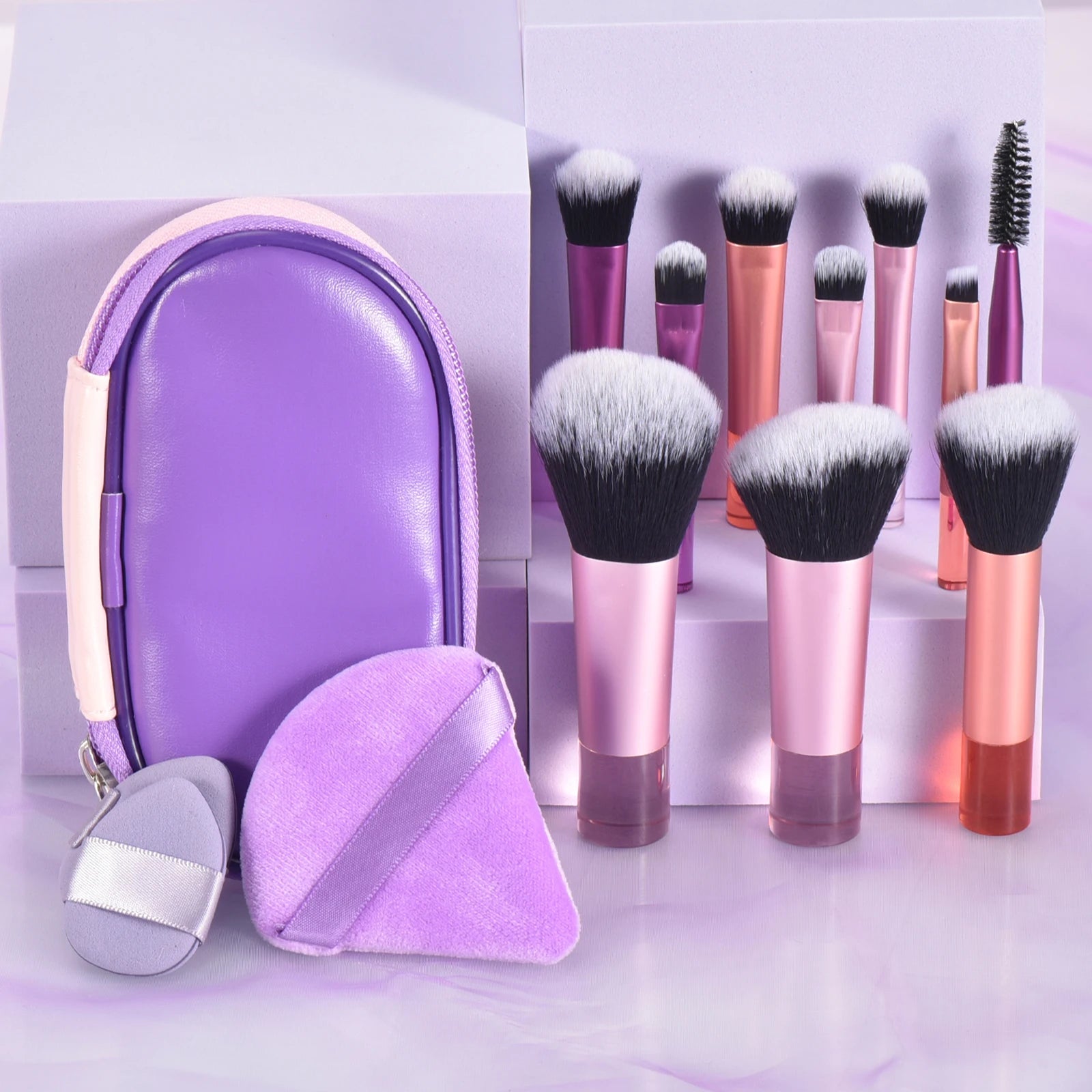 10 Color Mini Makeup Brush Travel Portable Makeup Tool Makeup Puff - Palm Brush Professional Makeup Tool Set Christmas Gift - My Store