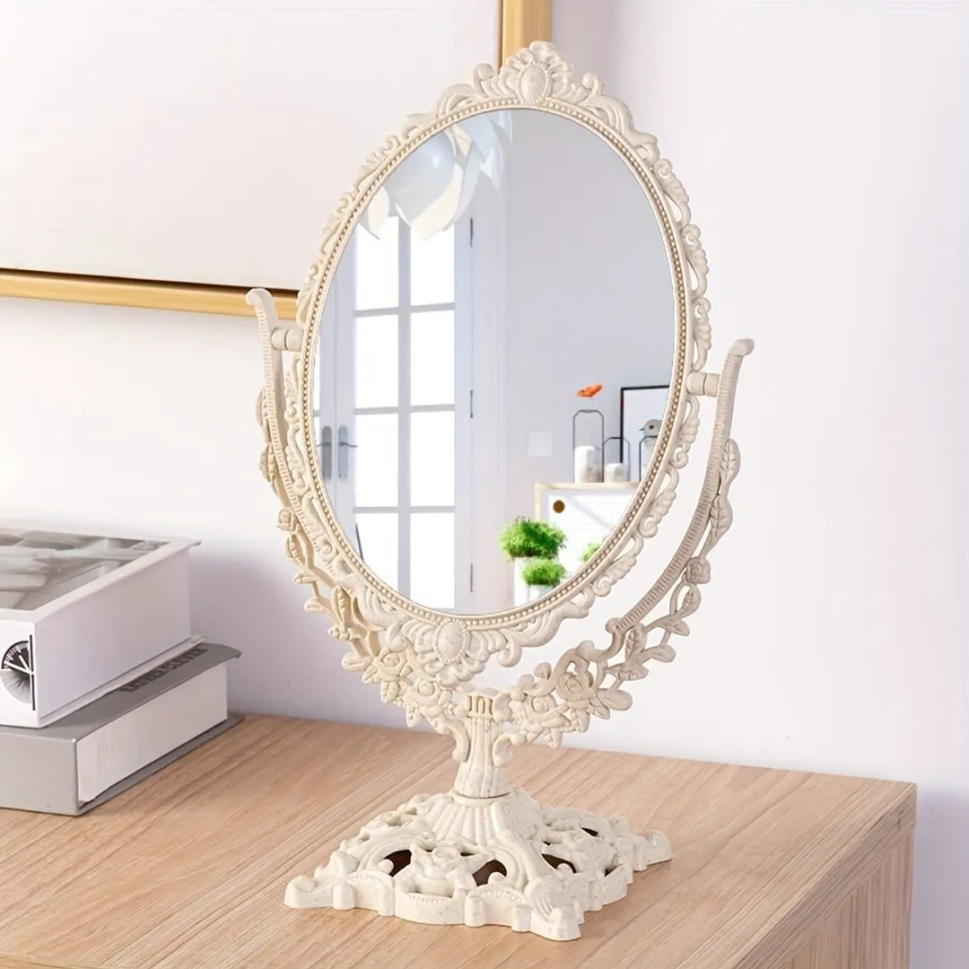 Vintage Makeup Mirror European Desktop Makeup Mirror Double Sided Minimalist Makeup Mirror - My Store