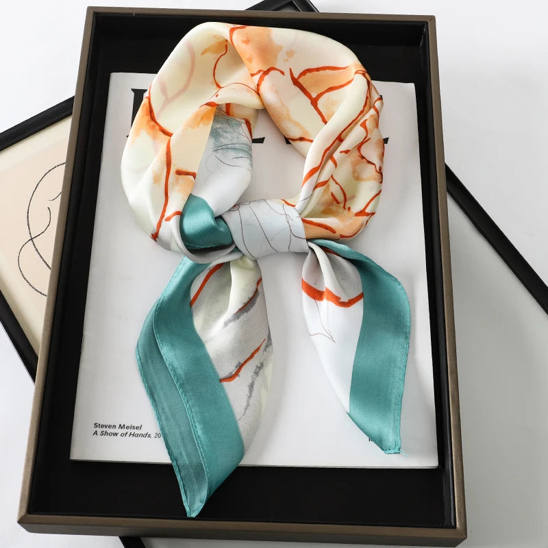 Fashion Scarves for Women Shawl Print Silk Satin Hijab Scarf Female Bandana 70*70cm Luxury Brand Square Shawls Scarfs for Ladies