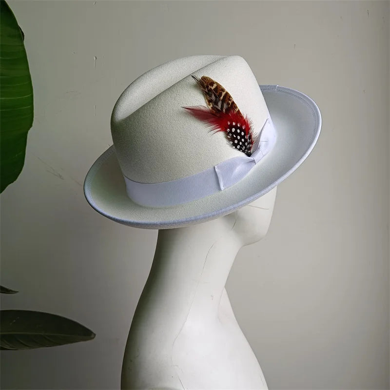 Hats Fedoras  Wide Brim Hat Panama Felt Hat for Male Jazz Hat Church Top Cap British Women Fedoras Hats for Men шляпа женская