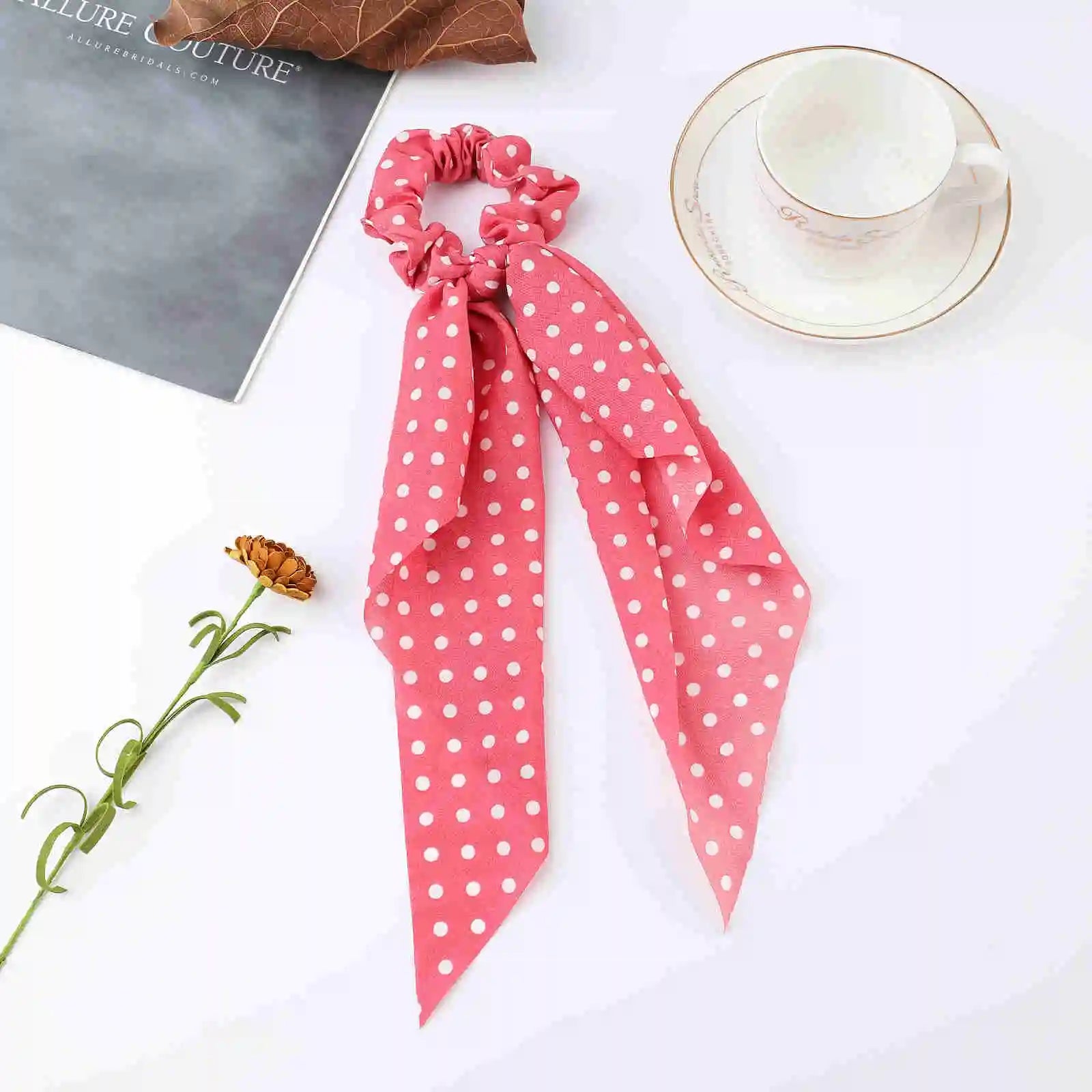 Fashion Dots Scrunchies Long Hair Rope Korean Hair Ties for Women Ponytail Scarf Sweet Elastic Hair Band Hair Accessories