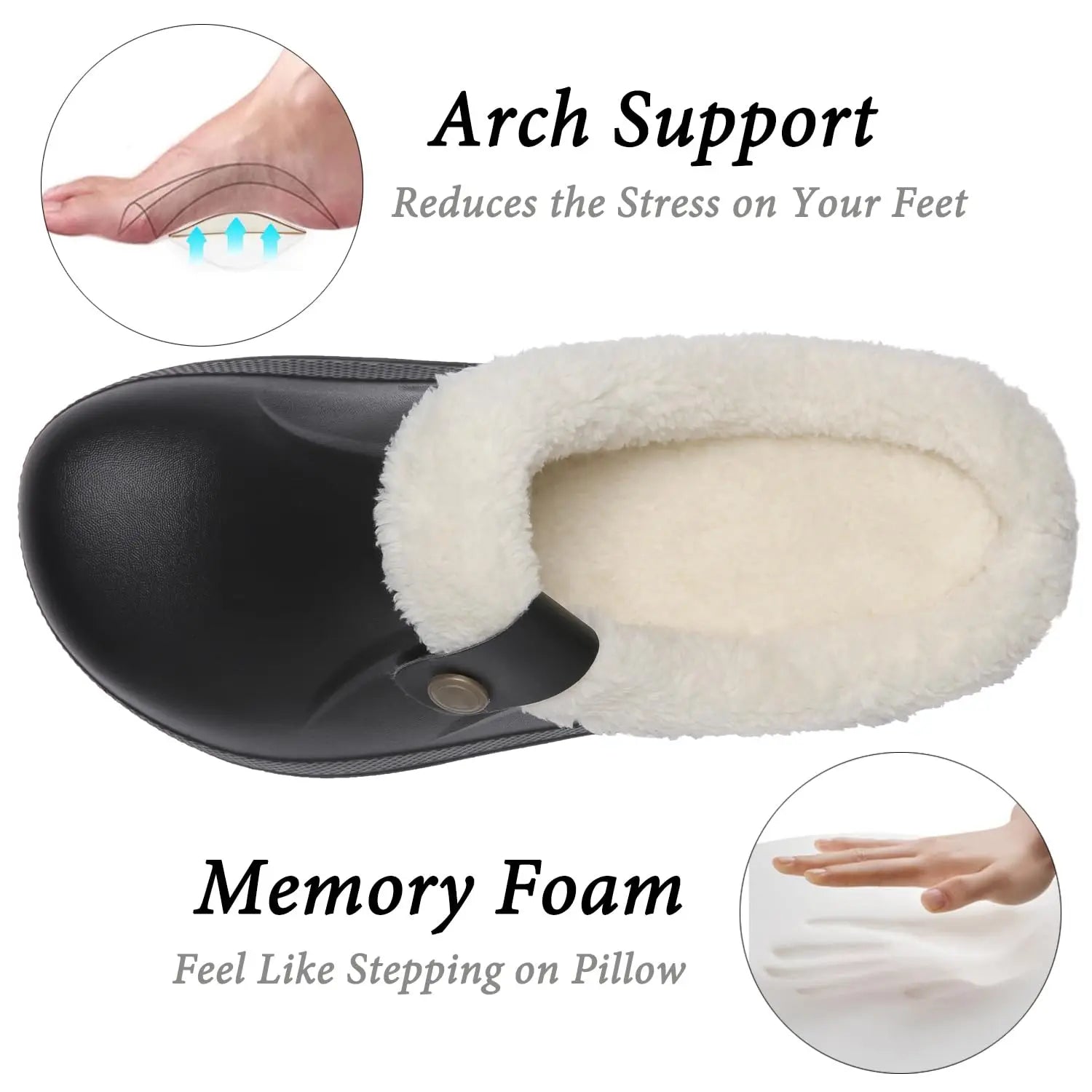 Evshine Warm Winter Man Slippers Antislip Waterproof Men Slippers Warm Comfy Clogs Fuzzy Fur Shoes Classic Plush Bedroom Slipper