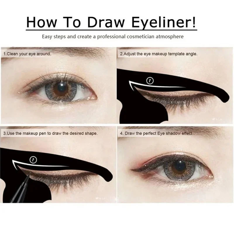 2pcs Eyeliner Stencils Cat Line Eyeliner Stamps Models Eyeliner Template Shaper Eye Liner Makeup Tool Makeup Products Косметика - My Store