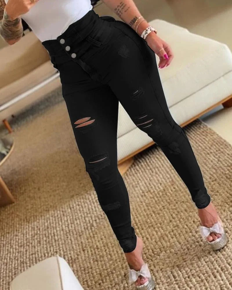 Women Shaping Jeans Skinny Hole Pencil Pants Denim Push Up Butt Lift Jeans Slim Woman New Pantalones De Mujer Jean Mom Trousers