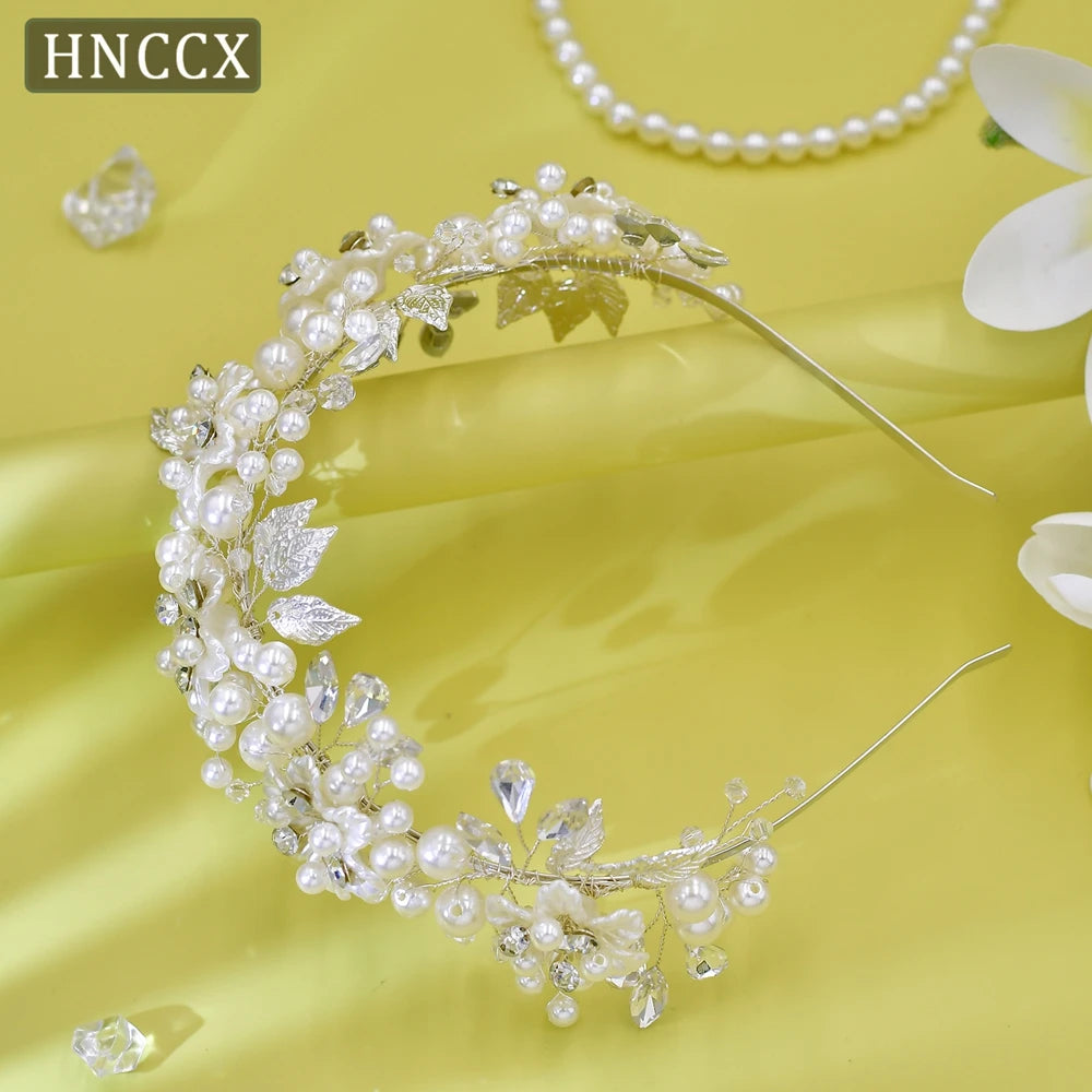 HNCCX Silver Color Alloy Leaves Hair Accessories for Elegant Girls Bride Bridal Wedding Hair Accessories Headpieces Gift CP603
