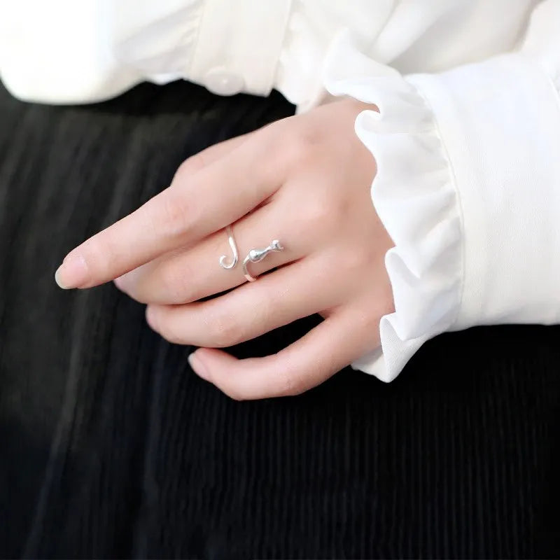 925 Sterling Silver Cat Rings for Women Engagement Luxury Designer Jewelry Female  GaaBou Jewellery