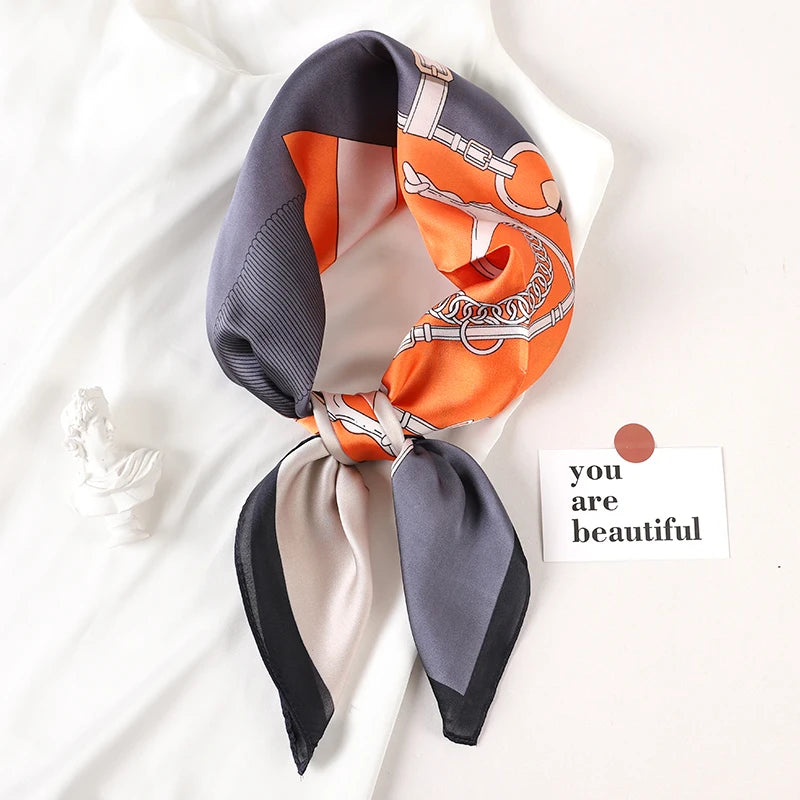 Fashion Scarves for Women Shawl Print Silk Satin Hijab Scarf Female Bandana 70*70cm Luxury Brand Square Shawls Scarfs for Ladies