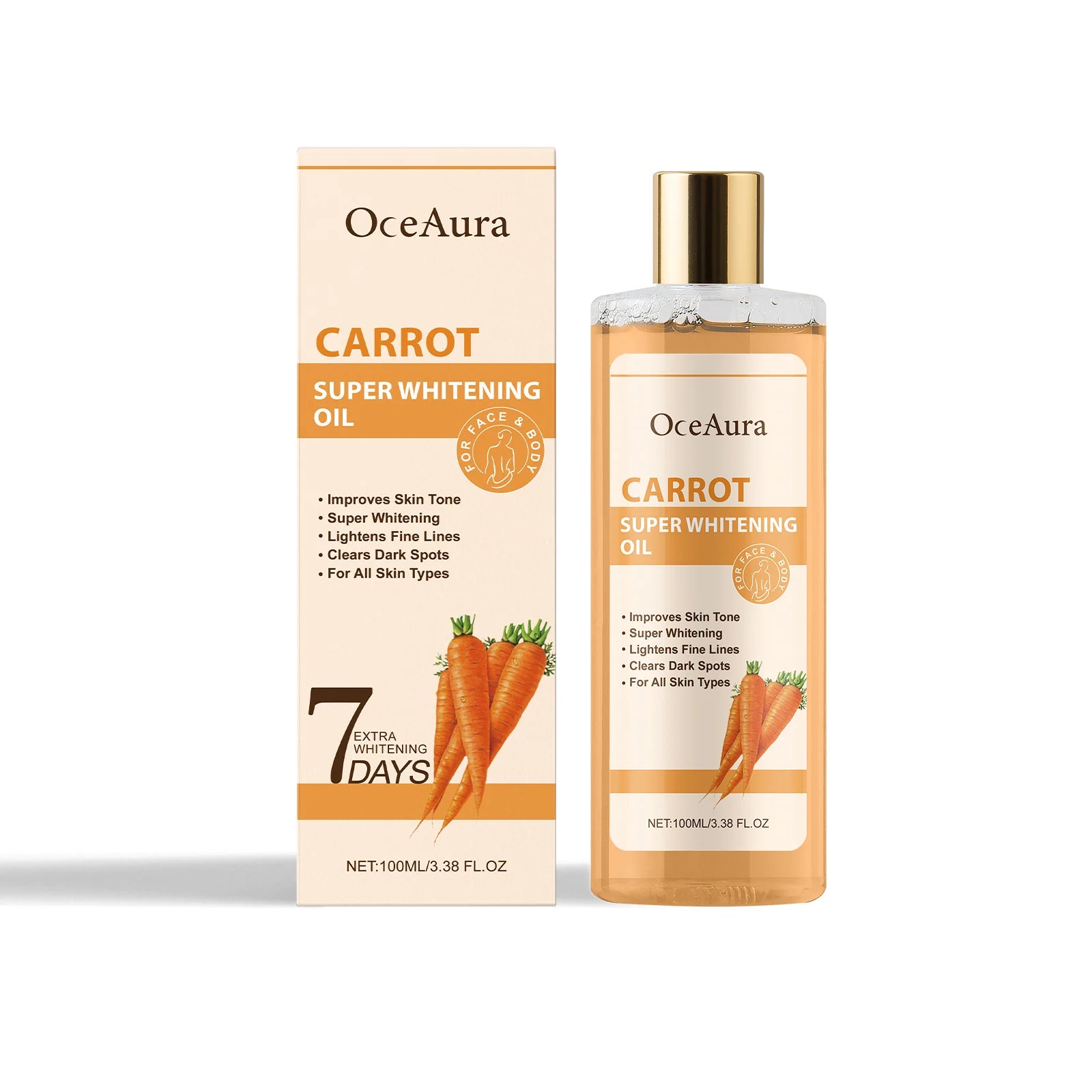 OCEAURA Super Whitening Oil Gentle Moisturizing Body Skin Moisturizing Daily Massage Care Essential Oil Deeply Nourish 3.38 OZ