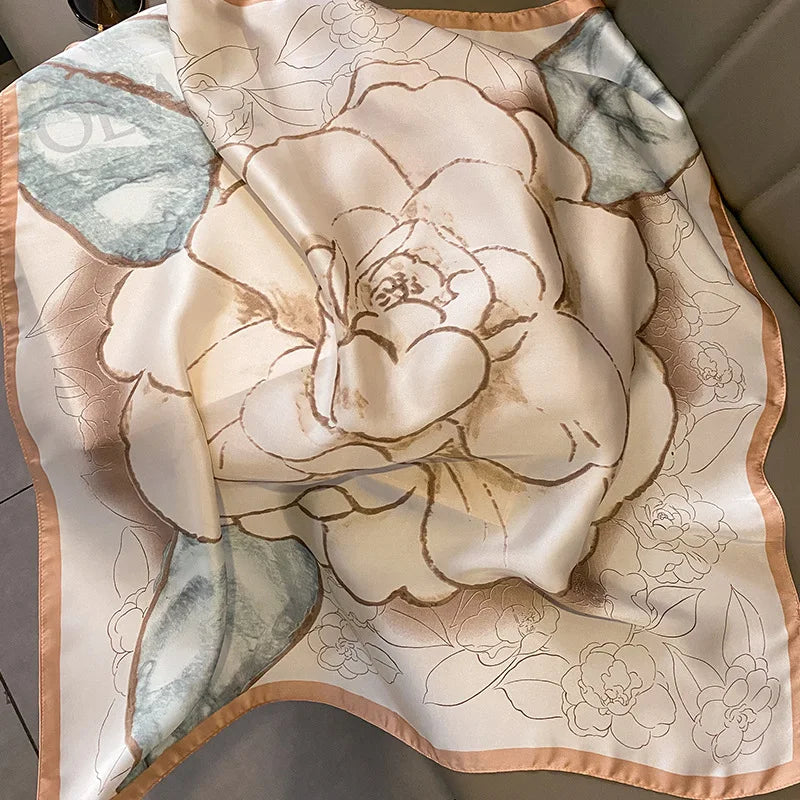 Fashion Scarves for Women Shawl Print Silk Satin Hijab Scarf Female Bandana 70*70cm Luxury Brand Square Shawls Scarfs for Ladies