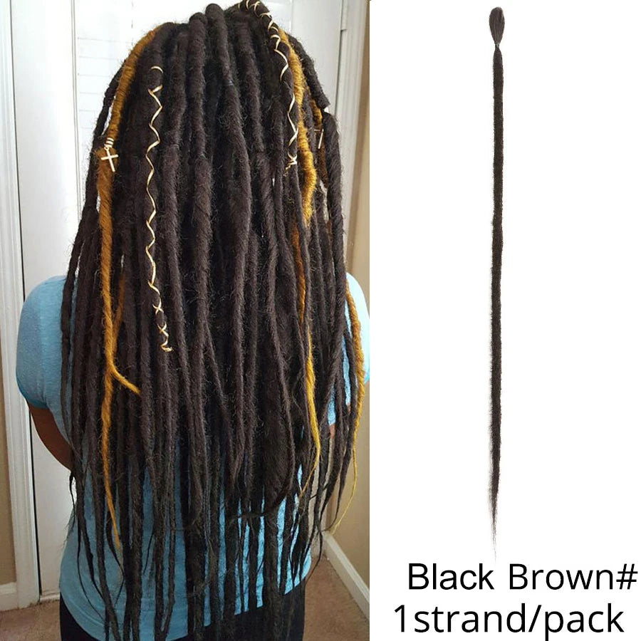 Leeons Synthetic Hair Handmade Dreadlocks Hair Extensions Crochet Hair Black Brown 1 Strands Dreadlock for Women and Men 20 Inch