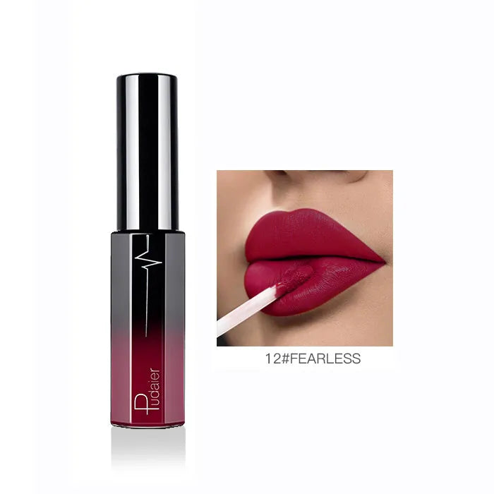 Pudaier Semi Matte Liquid Lipstick Lips Makeup Half Moisturizing Lip Gloss Makeup Cosmetics Moisturizer Lipgloss Make Up Batom - My Store