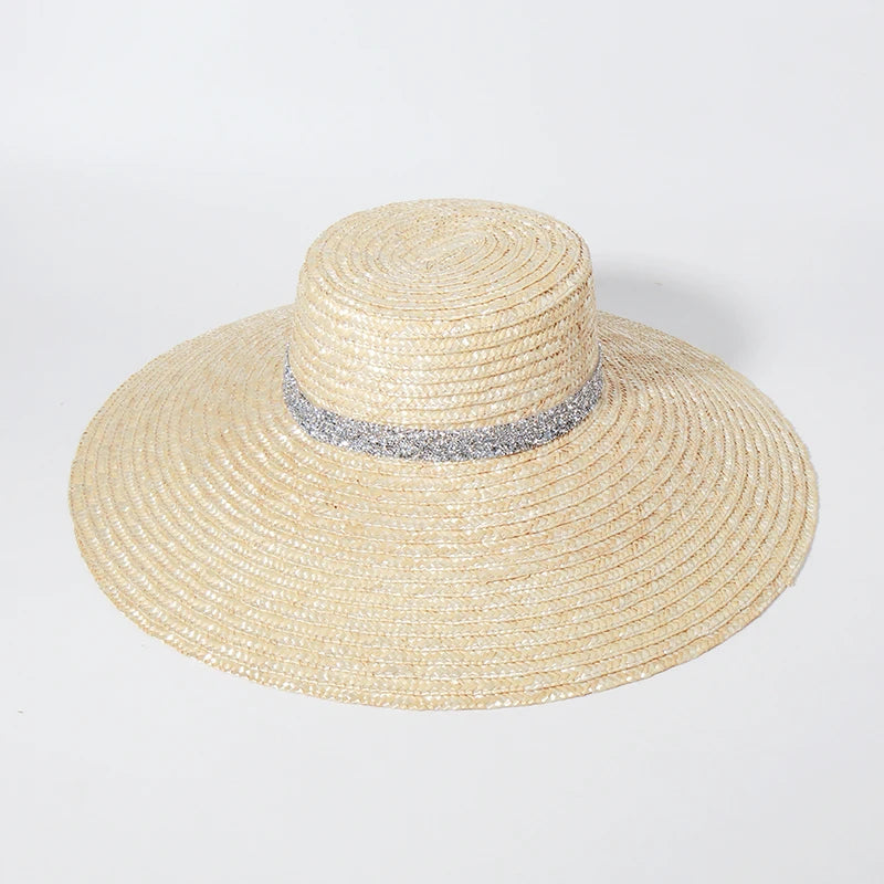 New Belt Strap Straw Sun Hat for Women Fashion Vacation Beach UV Hats WideBrim Panama Hats Outdoor Wholesale