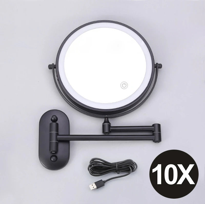 8 Inch Makeup Mirror Golden 3x/5x/7x/10x Magnifying Double Side USB Charging Bathroom 3 Color Light Smart Cosmetic Mirrors