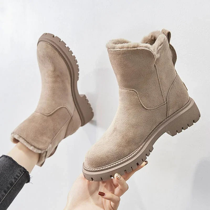 Winter Shoes Women Plush Boots Casual Fashion Warm Shoes Comfort Cotton Boots Platform Thigh High Boot Ladies Wedge Ankle Boots