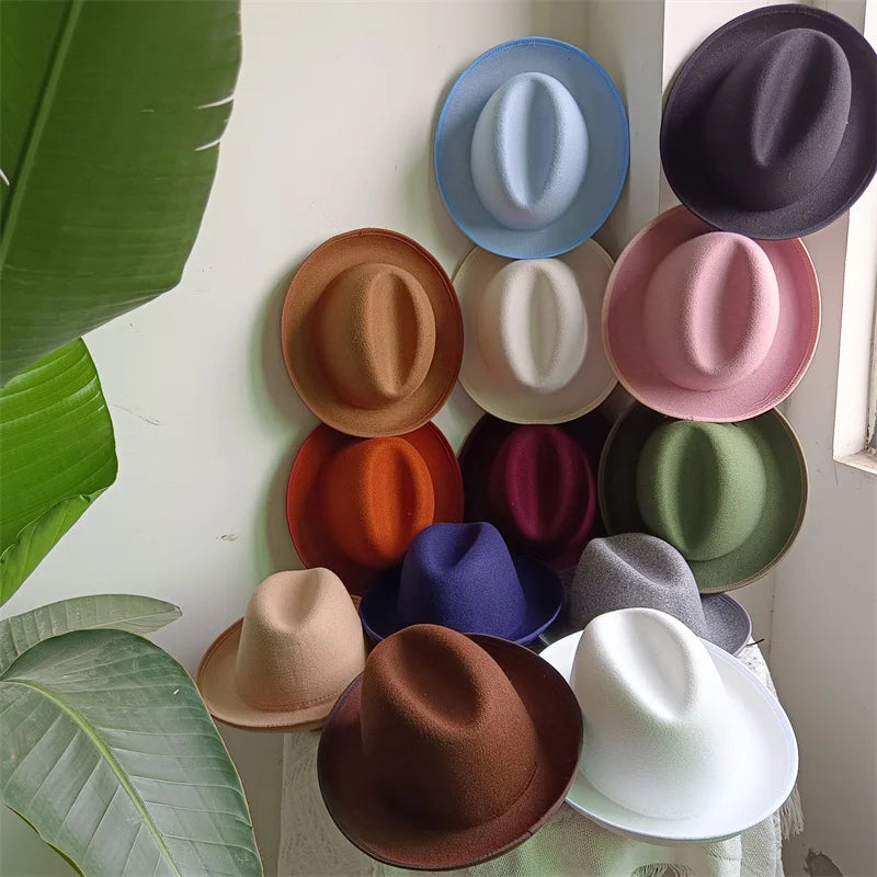 Hats Fedoras  Wide Brim Hat Panama Felt Hat for Male Jazz Hat Church Top Cap British Women Fedoras Hats for Men шляпа женская