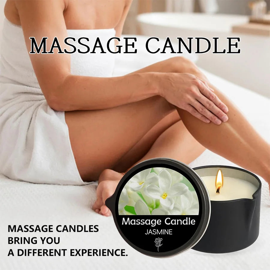 Massage Candle -Essential Oil- Six Different Scents , 1oz/2oz Melts Into Warm Massage Oil - Sensual Massage Candle, Pour Spout
