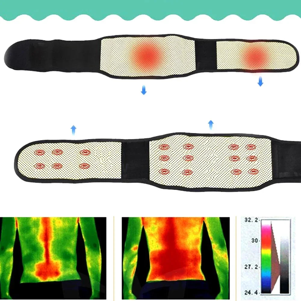 Adjustable Tourmaline Self Heating Magnetic Therapy Back Waist Support Belt Lumbar Brace Massage Band Health Care