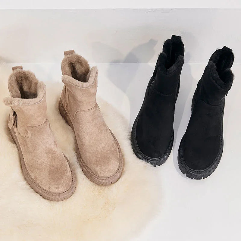 Winter Shoes Women Plush Boots Casual Fashion Warm Shoes Comfort Cotton Boots Platform Thigh High Boot Ladies Wedge Ankle Boots