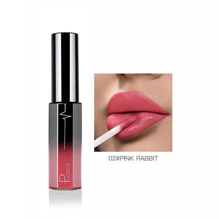 Pudaier Semi Matte Liquid Lipstick Lips Makeup Half Moisturizing Lip Gloss Makeup Cosmetics Moisturizer Lipgloss Make Up Batom - My Store
