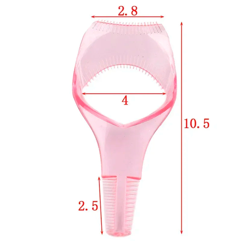 3 in 1 Makeup Mascara Shield Guard Eye Lash Mascara Applicator Comb Eyelash Curling Makeup Brush Curler Eye Makeup Stencils Pink - My Store