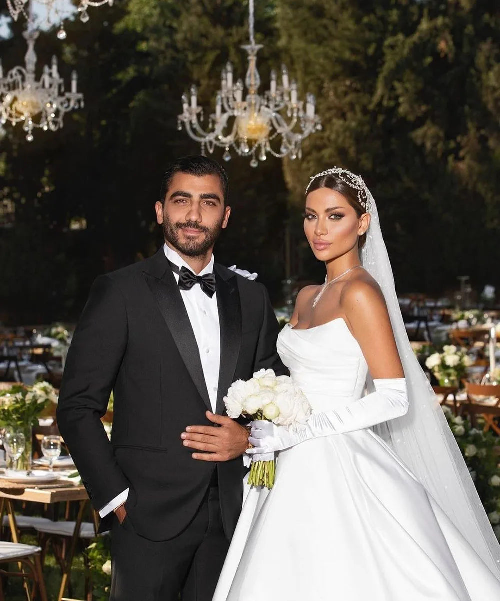 SoDigne Satin Princess Wedding Dresses Women a Line Sleeveless Bridal Dress Vestidos De Novia Elegant Wedding Gowns Customized - My Store