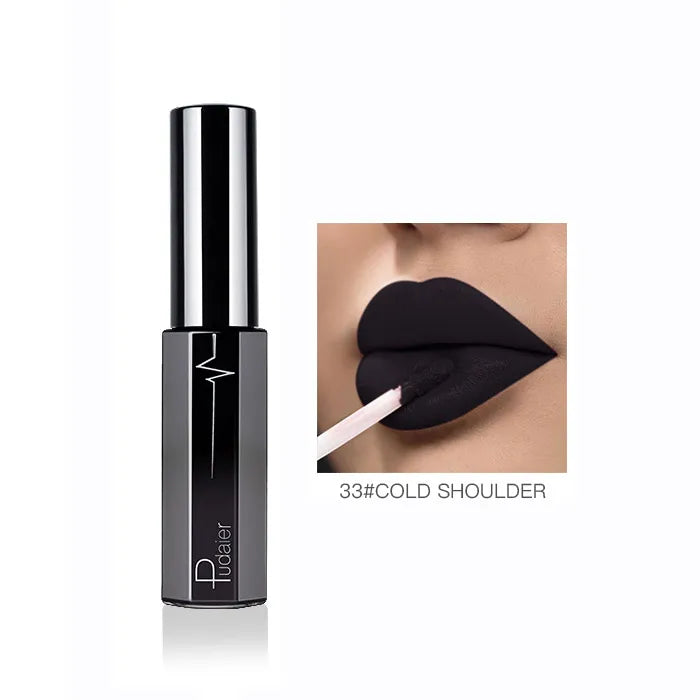 Pudaier Semi Matte Liquid Lipstick Lips Makeup Half Moisturizing Lip Gloss Makeup Cosmetics Moisturizer Lipgloss Make Up Batom - My Store