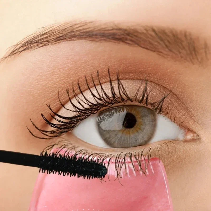 3 in 1 Makeup Mascara Shield Guard Eye Lash Mascara Applicator Comb Eyelash Curling Makeup Brush Curler Eye Makeup Stencils Pink - My Store